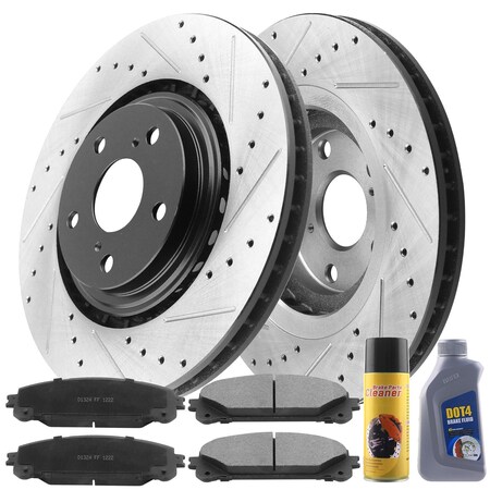Motorbymotor MotorbyMotor Front 328mm Brake Rotor & Brake Pad kit w/CLEANER 12044158&D1324CF(8Pack) BRF12044158BK-D1324CF